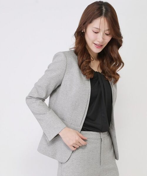 COUP DE CHANCE / クードシャンス ノーカラージャケット | 【手洗い可／日本製／スーツ可】美シルエットのカラーレスジャケット | 詳細5