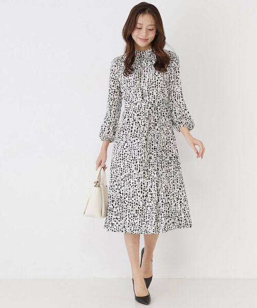 COUP DE CHANCE / クードシャンス ミニ丈・ひざ丈ワンピース | 【手洗い可／日本製】幾何柄エレガントワンピース | 詳細2