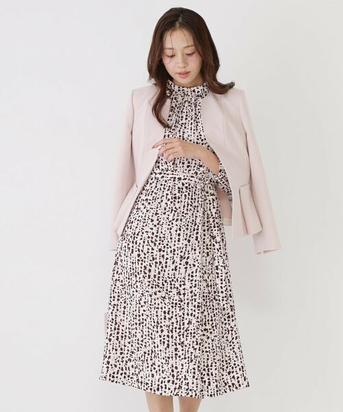 COUP DE CHANCE / クードシャンス ミニ丈・ひざ丈ワンピース | 【手洗い可／日本製】幾何柄エレガントワンピース（ピンク(171)）