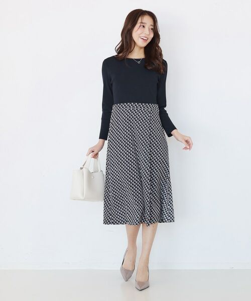 COUP DE CHANCE / クードシャンス ミニ丈・ひざ丈ワンピース | 【手洗い可】異素材ドッキングワンピース | 詳細3