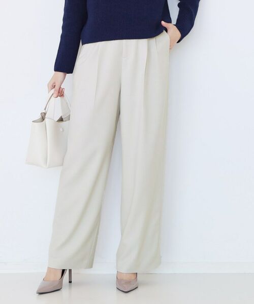 COUP DE CHANCE / クードシャンス パンツ | 【手洗い可】タック入りワイドパンツ（グレージュ(050)）