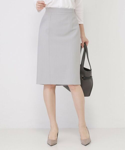 COUP DE CHANCE / クードシャンス ミニ・ひざ丈スカート | 【手洗い可／日本製／スーツ可】タイトシルエットスカート（ライトグレー(011)）