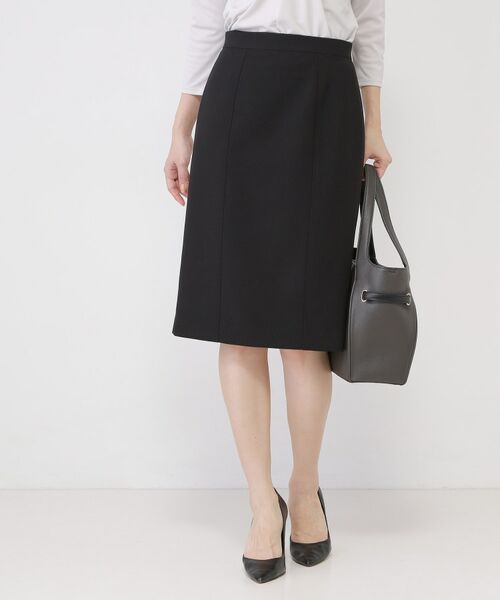 COUP DE CHANCE / クードシャンス ミニ・ひざ丈スカート | 【手洗い可／日本製／スーツ可】タイトシルエットスカート（ブラック(019)）