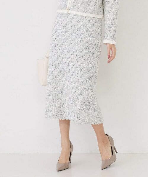 COUP DE CHANCE / クードシャンス スカート | 【洗える/セットアップ可/ウエストゴム】ツイード調ニットスカート（オフホワイト(403)）