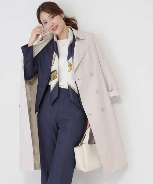 COUP DE CHANCE / クードシャンス トレンチコート | 【撥水／細見えシルエット】きれいめトレンチコート（ライトグレー(011)）