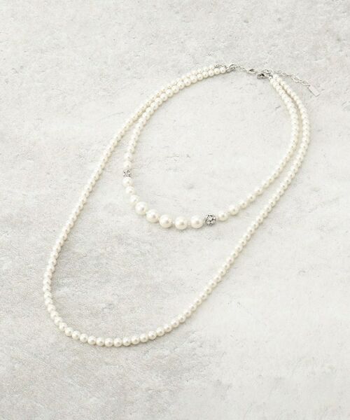 COUP DE CHANCE / クードシャンス ネックレス・ペンダント・チョーカー | 取り外し可能／ツインフェイクパール／国内生産／国産人工真珠／セレモニー／入卒／パーティー（シルバー(006)）