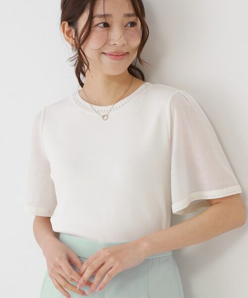 COUP DE CHANCE / クードシャンス ニット・セーター | 【手洗い可／日本製】シアースリーブニットトップス（オフホワイト(003)）
