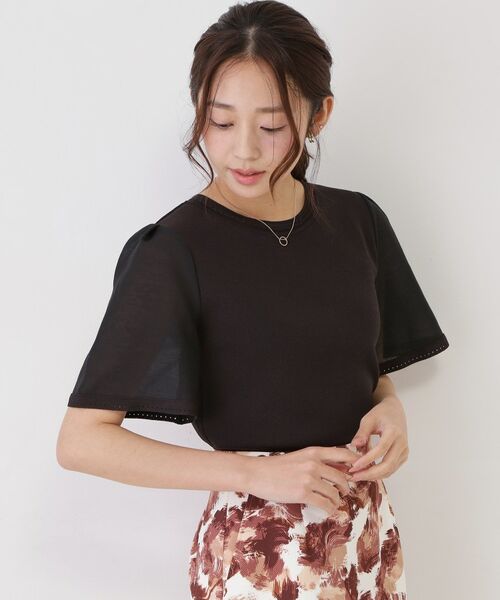 COUP DE CHANCE / クードシャンス ニット・セーター | 【手洗い可／日本製】シアースリーブニットトップス（ブラック(019)）