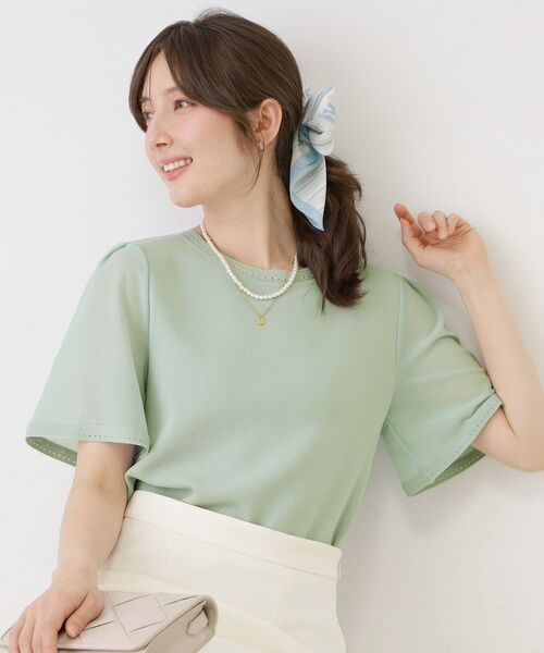 COUP DE CHANCE / クードシャンス ニット・セーター | 【手洗い可／日本製】シアースリーブニットトップス（ミントグリーン(021)）