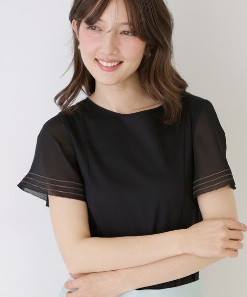 COUP DE CHANCE / クードシャンス カットソー | 【手洗い可】異素材ドッキング・フレアスリーブカットソー | 詳細1