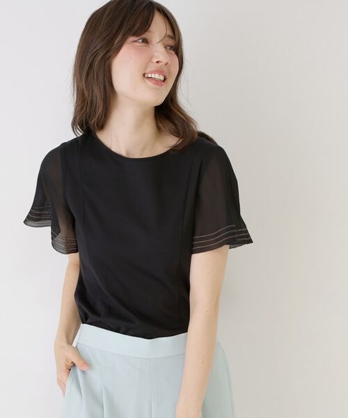 COUP DE CHANCE / クードシャンス カットソー | 【手洗い可】異素材ドッキング・フレアスリーブカットソー | 詳細2