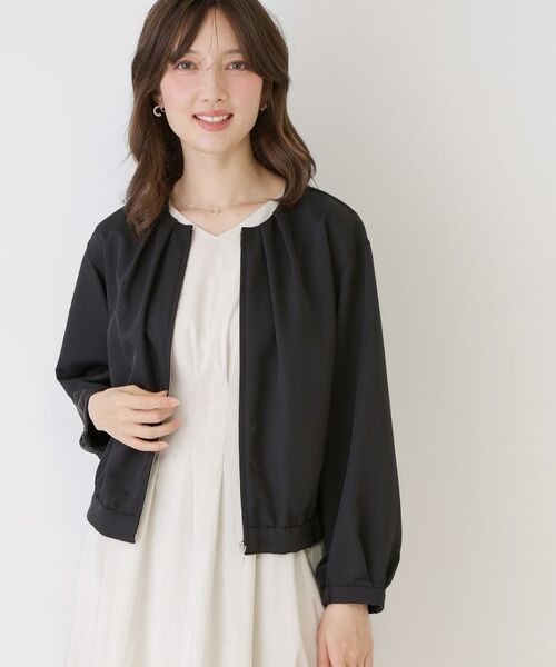 COUP DE CHANCE / クードシャンス レザーブルゾン・ジャケット | 【手洗い可／裏地無し／軽い着心地】コンパクトブルゾン（ブラック(019)）