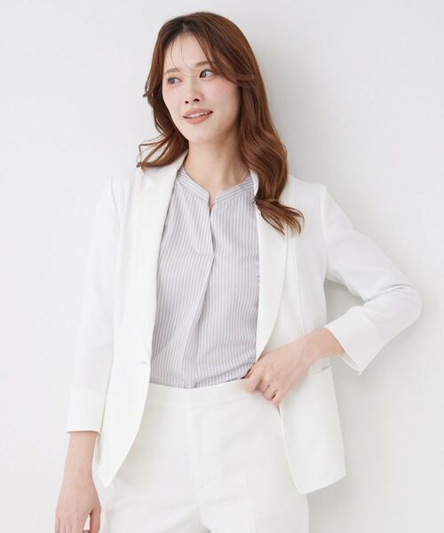 COUP DE CHANCE / クードシャンス テーラードジャケット | 【手洗い可／日本製／裏地無し／7分袖／UV／清涼感／セットアップ可】麻調合繊テーラードジャケット | 詳細1