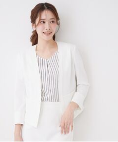 COUP DE CHANCE / クードシャンス ノーカラージャケット | 【手洗い可／日本製／裏地無し／UV／清涼感／セットアップ可】麻調合繊カラーレスジャケット