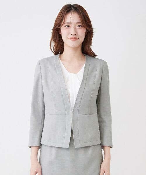 COUP DE CHANCE / クードシャンス ノーカラージャケット | 【手洗い可／日本製／裏地無し／UV／清涼感／セットアップ可】麻調合繊カラーレスジャケット | 詳細13