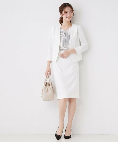 COUP DE CHANCE / クードシャンス ノーカラージャケット | 【手洗い可／日本製／裏地無し／UV／清涼感／セットアップ可】麻調合繊カラーレスジャケット | 詳細2