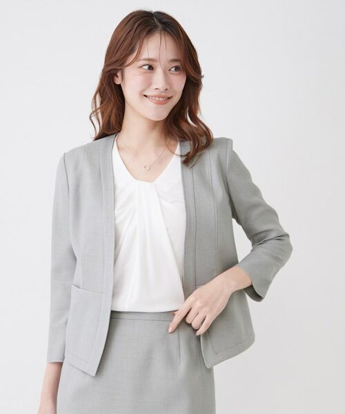 COUP DE CHANCE / クードシャンス ノーカラージャケット | 【手洗い可／日本製／裏地無し／UV／清涼感／セットアップ可】麻調合繊カラーレスジャケット | 詳細6