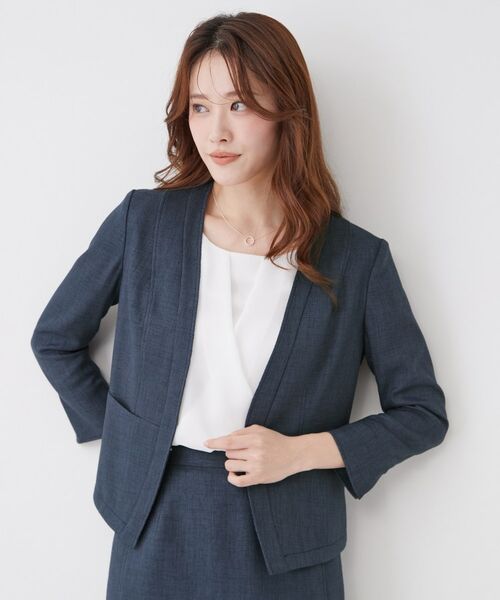 COUP DE CHANCE / クードシャンス ノーカラージャケット | 【手洗い可／日本製／裏地無し／UV／清涼感／セットアップ可】麻調合繊カラーレスジャケット | 詳細9