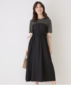 COUP DE CHANCE / クードシャンス ロング・マキシ丈ワンピース | 【手洗い可／裏地なし／ウエストゴム】異素材ドッキングワンピース