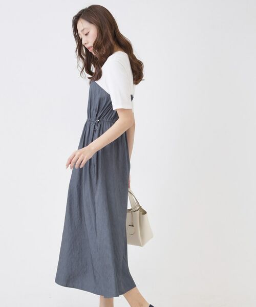 COUP DE CHANCE / クードシャンス ロング・マキシ丈ワンピース | 【手洗い可／裏地なし／ウエストゴム】異素材ドッキングワンピース | 詳細1