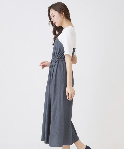 COUP DE CHANCE / クードシャンス ロング・マキシ丈ワンピース | 【手洗い可／裏地なし／ウエストゴム】異素材ドッキングワンピース | 詳細10