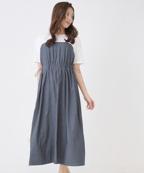 COUP DE CHANCE / クードシャンス ロング・マキシ丈ワンピース | 【手洗い可／裏地なし／ウエストゴム】異素材ドッキングワンピース | 詳細2