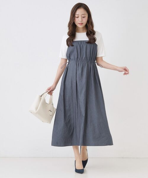 COUP DE CHANCE / クードシャンス ロング・マキシ丈ワンピース | 【手洗い可／裏地なし／ウエストゴム】異素材ドッキングワンピース | 詳細3