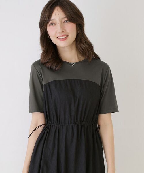 COUP DE CHANCE / クードシャンス ロング・マキシ丈ワンピース | 【手洗い可／裏地なし／ウエストゴム】異素材ドッキングワンピース | 詳細5