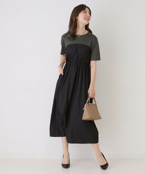 COUP DE CHANCE / クードシャンス ロング・マキシ丈ワンピース | 【手洗い可／裏地なし／ウエストゴム】異素材ドッキングワンピース | 詳細6