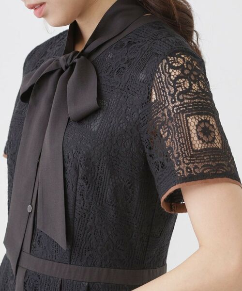 COUP DE CHANCE / クードシャンス ロング・マキシ丈ワンピース | 【ベトナム／ボウ取り外し可】ボウタイ付レースワンピース | 詳細14