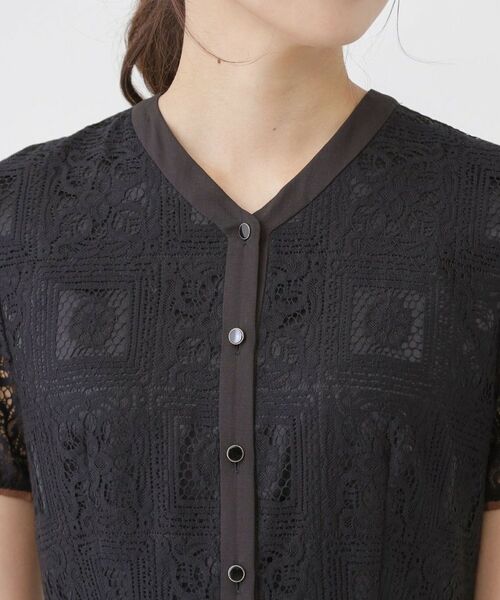 COUP DE CHANCE / クードシャンス ロング・マキシ丈ワンピース | 【リボン取り外し可】ボウタイ付レースワンピース | 詳細21