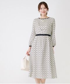 COUP DE CHANCE / クードシャンス ミニ丈・ひざ丈ワンピース | 【手洗い可】ニット×幾何柄プリントドッキングワンピース