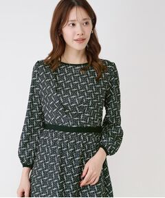 COUP DE CHANCE / クードシャンス ミニ丈・ひざ丈ワンピース | 【手洗い可】ニット×幾何柄プリントドッキングワンピース