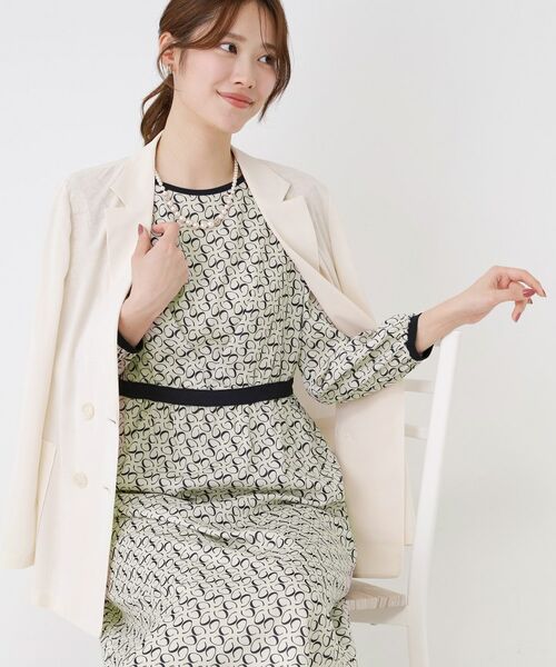 COUP DE CHANCE / クードシャンス ミニ丈・ひざ丈ワンピース | 【手洗い可】ニット×幾何柄プリントドッキングワンピース | 詳細2