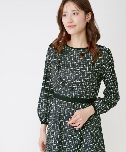 COUP DE CHANCE / クードシャンス ミニ丈・ひざ丈ワンピース | 【手洗い可】ニット×幾何柄プリントドッキングワンピース | 詳細5