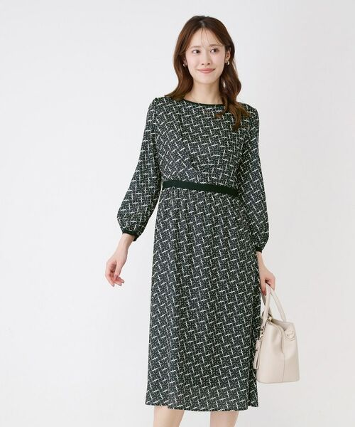 COUP DE CHANCE / クードシャンス ミニ丈・ひざ丈ワンピース | 【手洗い可】ニット×幾何柄プリントドッキングワンピース | 詳細6