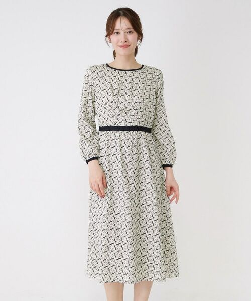 COUP DE CHANCE / クードシャンス ミニ丈・ひざ丈ワンピース | 【手洗い可】ニット×幾何柄プリントドッキングワンピース | 詳細9