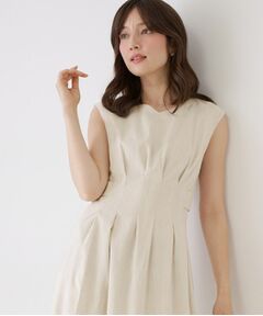 COUP DE CHANCE / クードシャンス ロング・マキシ丈ワンピース | 【手洗い可／日本製】麻混タック入りフレアワンピース