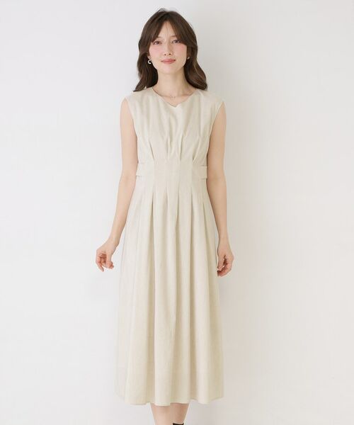 COUP DE CHANCE / クードシャンス ロング・マキシ丈ワンピース | 【手洗い可／日本製】麻混タック入りフレアワンピース | 詳細13