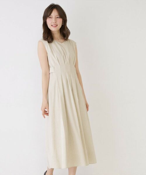 COUP DE CHANCE / クードシャンス ロング・マキシ丈ワンピース | 【手洗い可／日本製】麻混タック入りフレアワンピース | 詳細5