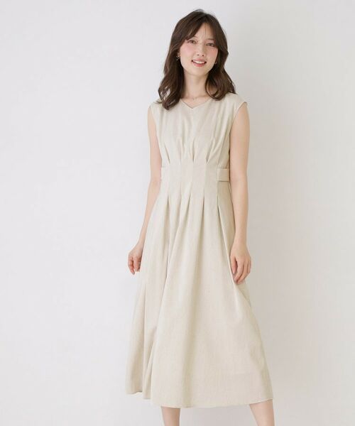 COUP DE CHANCE / クードシャンス ロング・マキシ丈ワンピース | 【手洗い可／日本製】麻混タック入りフレアワンピース | 詳細6