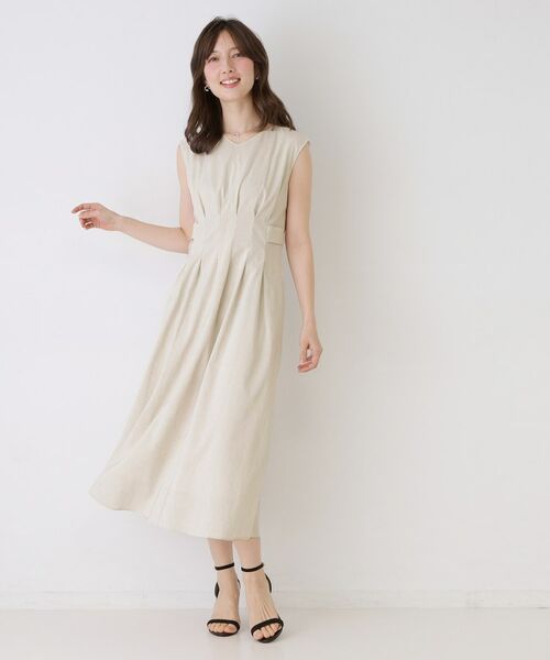 COUP DE CHANCE / クードシャンス ロング・マキシ丈ワンピース | 【手洗い可／日本製】麻混タック入りフレアワンピース | 詳細7