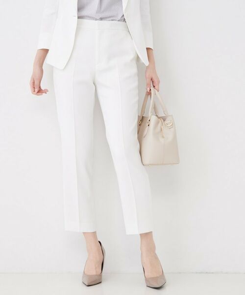 COUP DE CHANCE / クードシャンス パンツ | 【手洗い可／日本製／セットアップ可】麻調合繊テーパードパンツ（ホワイト(001)）