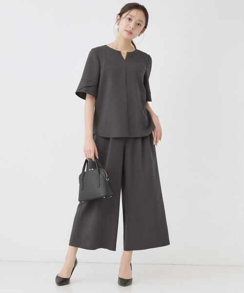 COUP DE CHANCE / クードシャンス ショート・ハーフ・半端丈パンツ | 【手洗い可／日本製／裏無し／ウエストゴム／セットアップ可／清涼感】ワイドパンツ | 詳細1