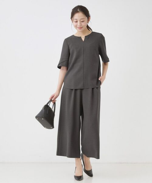 COUP DE CHANCE / クードシャンス ショート・ハーフ・半端丈パンツ | 【手洗い可／日本製／裏無し／ウエストゴム／セットアップ可／清涼感】ワイドパンツ | 詳細2