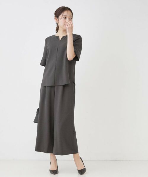 COUP DE CHANCE / クードシャンス ショート・ハーフ・半端丈パンツ | 【手洗い可／日本製／裏無し／ウエストゴム／セットアップ可／清涼感】ワイドパンツ | 詳細3