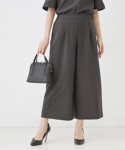 COUP DE CHANCE / クードシャンス ショート・ハーフ・半端丈パンツ | 【手洗い可／日本製／裏無し／ウエストゴム／セットアップ可／清涼感】ワイドパンツ（スミクロ(018)）