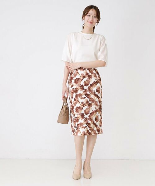 COUP DE CHANCE / クードシャンス ミニ・ひざ丈スカート | 【手洗い可／日本製】アート風花柄タイトスカート | 詳細2