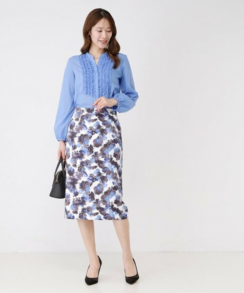 COUP DE CHANCE / クードシャンス ミニ・ひざ丈スカート | 【手洗い可／日本製】アート風花柄タイトスカート | 詳細6