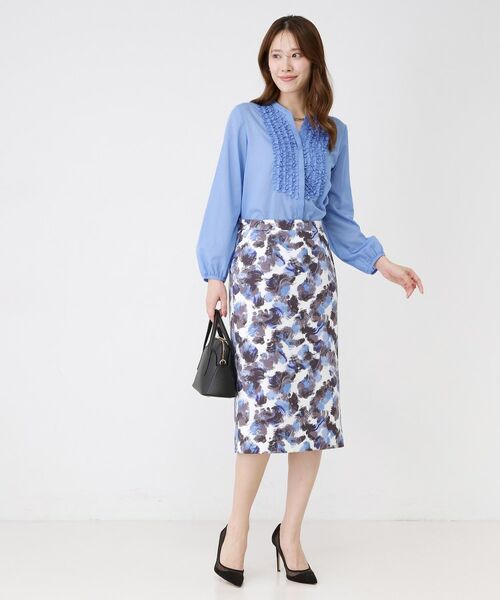 COUP DE CHANCE / クードシャンス ミニ・ひざ丈スカート | 【手洗い可／日本製】アート風花柄タイトスカート | 詳細7